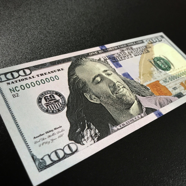 Nick Nicolas Cage Fake Hundred Dollar Bill Money - Sticker