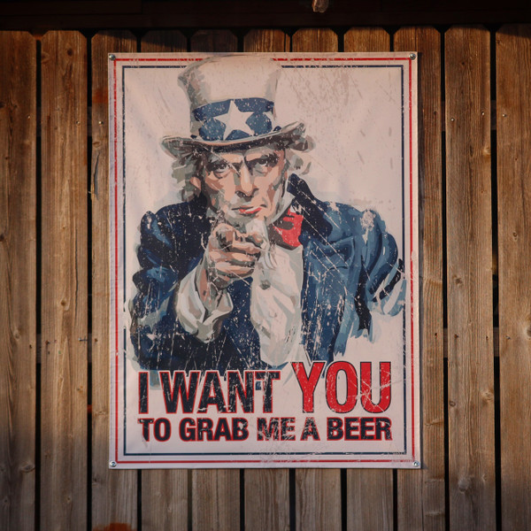 Fugly Coolers Uncle Sam I Want You To Grab Me A Beer - Banner