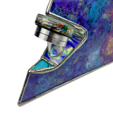 Dichroic (color shifting) glass pieces beneath the object cell will cause vivid colorful light effects underneath the "floating" kaleidoscopic mandala