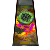 Looking inside with light directed at dichroic glass below object cell