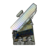 Detail: View from the top, white rainbow shimmer stained glass bi-wing plane