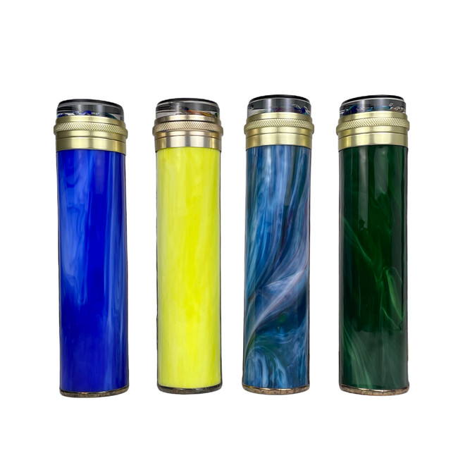 L to Right; Blue/White, Neon Yellow, Seashore Blue, Deep Green