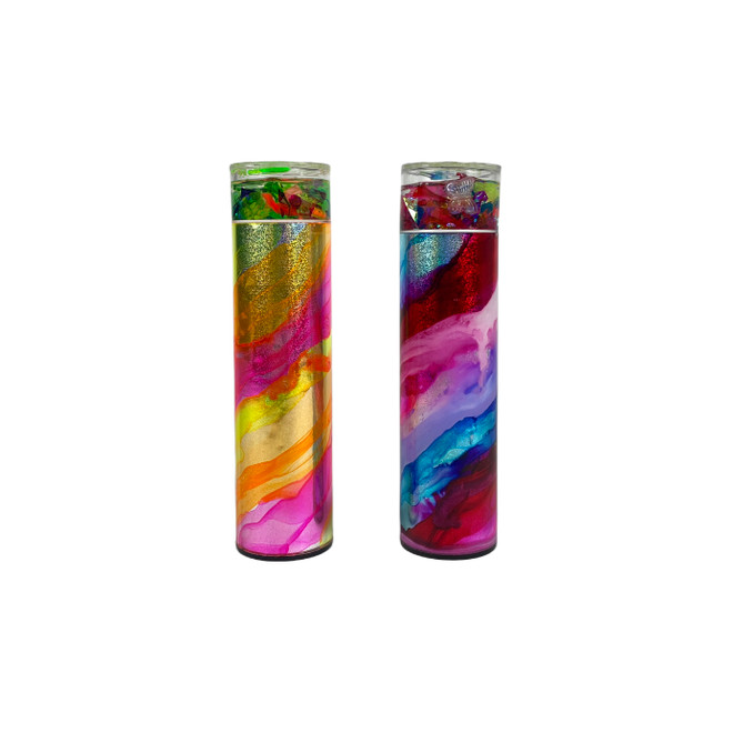 L to R: Orange/Green, Pink/Purple