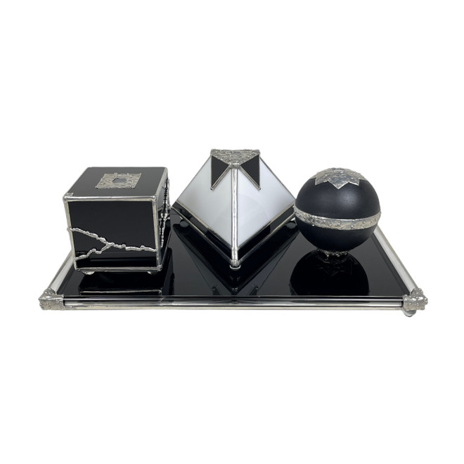 L to R: 'Cube', 'Pyramid', 'Sphere'