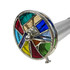 Detail: Colorful stained glass wheel