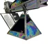 Door (open) in pedestal base hides battery component