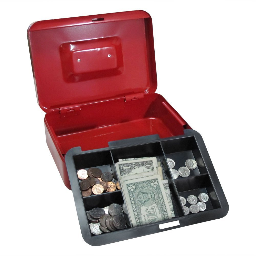 Small Metal Cash Box | Money Box with Key | Petty Cash Box