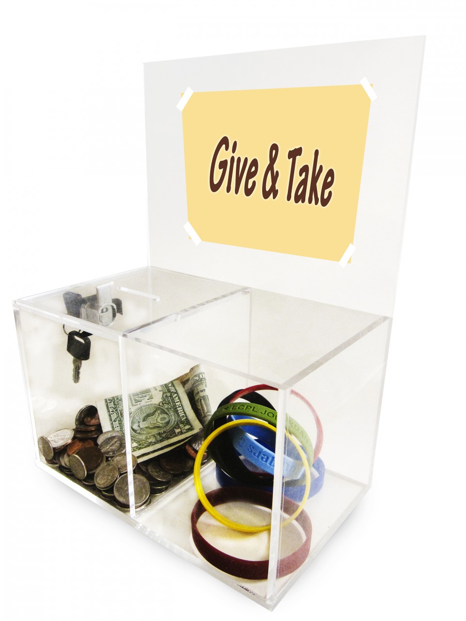 Give to Charity - Get A Prize Clear Acrylic Donation Box