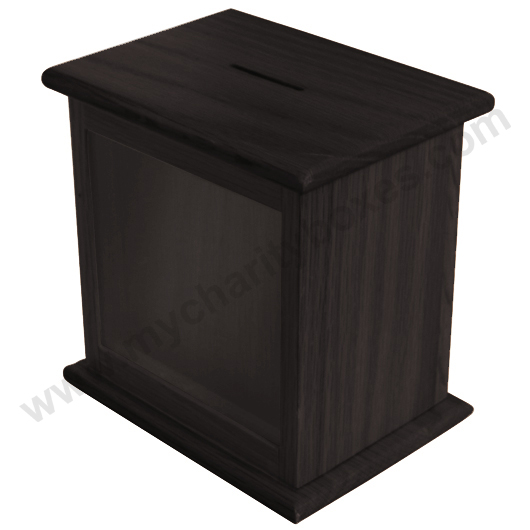 Front Window Wooden Charity Box - Dark Mahogany Color