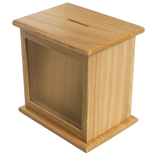 Front Window Wooden Charity Box - Natural Color
