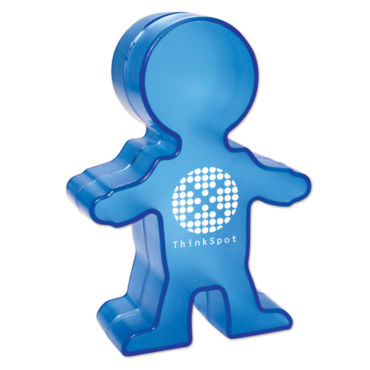 Person Shaped Charity Box - Translucent Blue