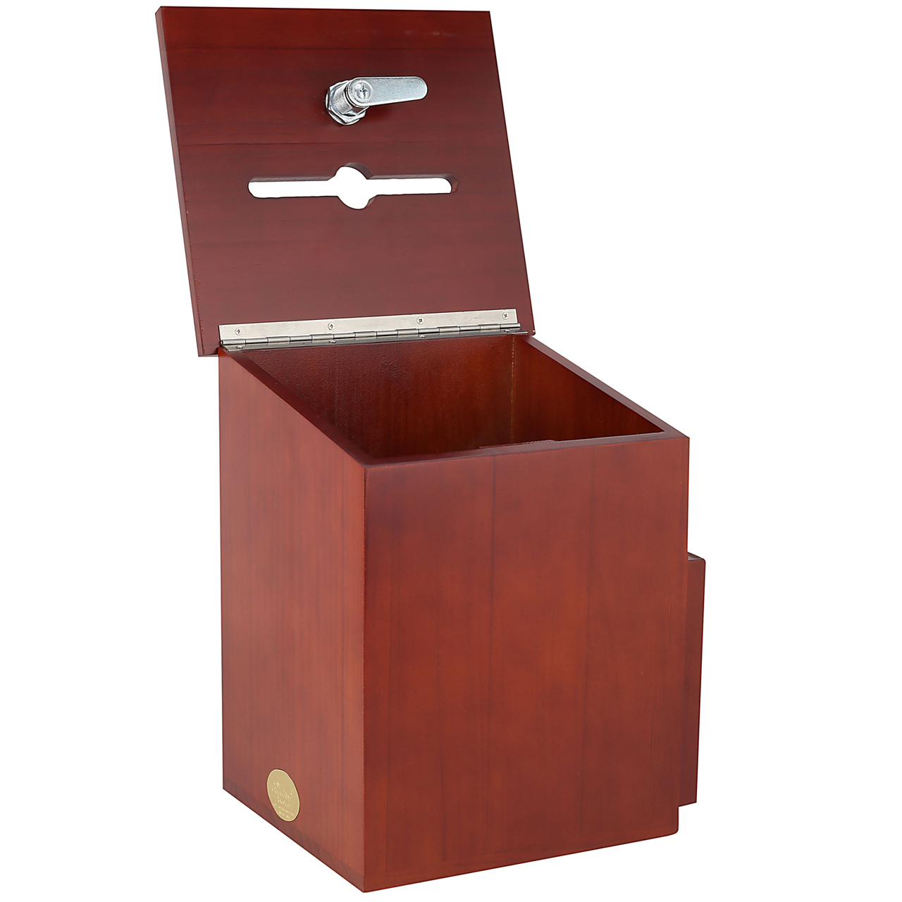 Wood Charity Box with Side Display Pocket - 07 Wood Charity Box with Side Display Pocket - 07