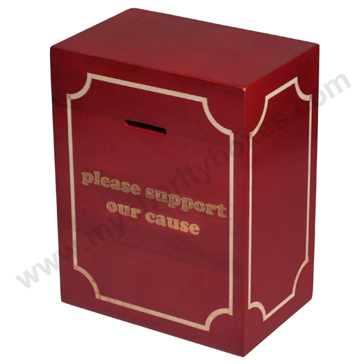 Wood Block Large Donation Box - With Engraved Message
