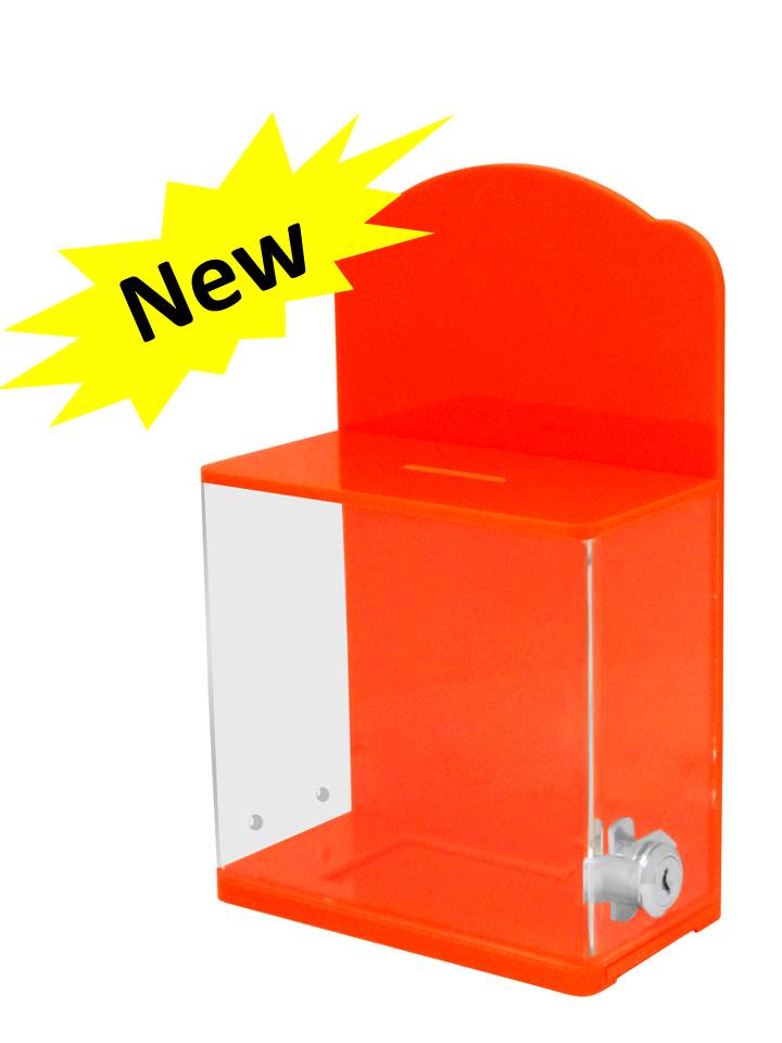 Locked Donation Box w/Back Wall Curved Display Area - 04B