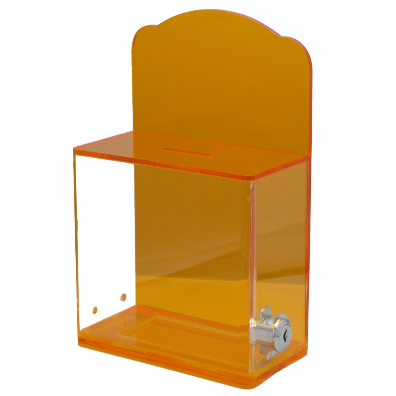 Locked Donation Box w/Back Wall Curved Display Area - 04B