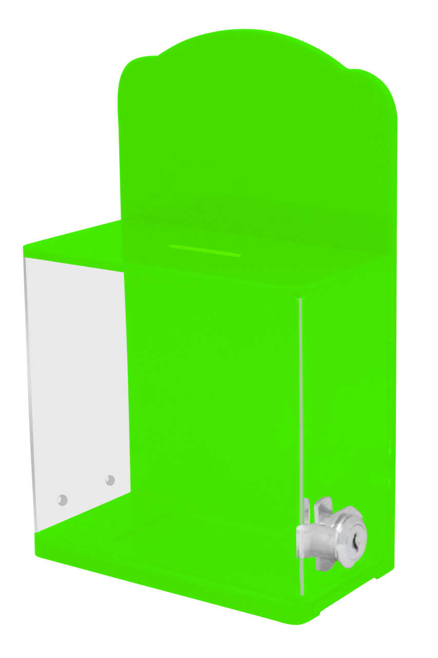 Locked Donation Box w/Back Wall Curved Display Area - 04B