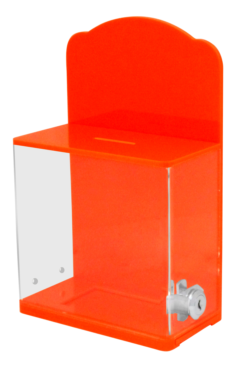 Locked Donation Box w/Back Wall Curved Display Area - 04B