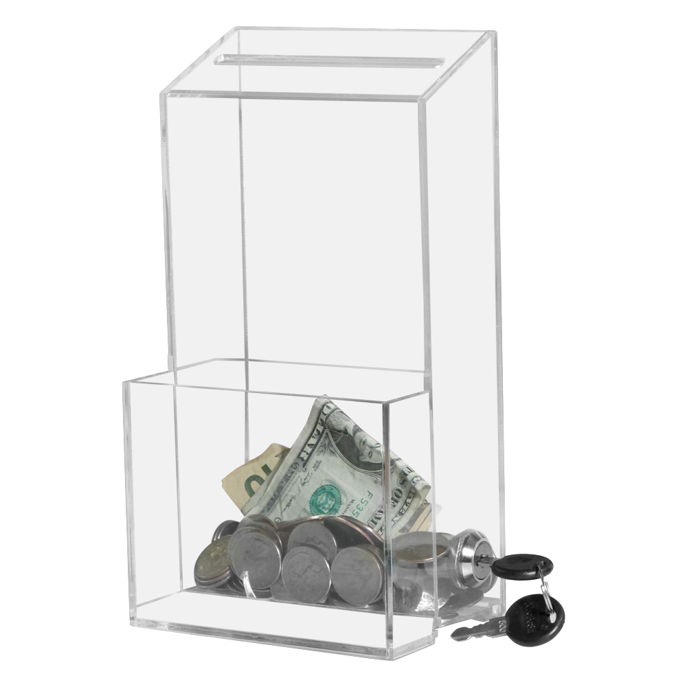 Acrylic Suggestion Box Side Pocket Lock 2 Keys