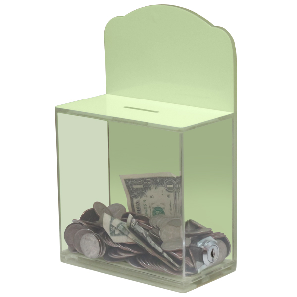 Locked Donation Box w/Back Wall Curved Display Area - 04 Glow In The Dark