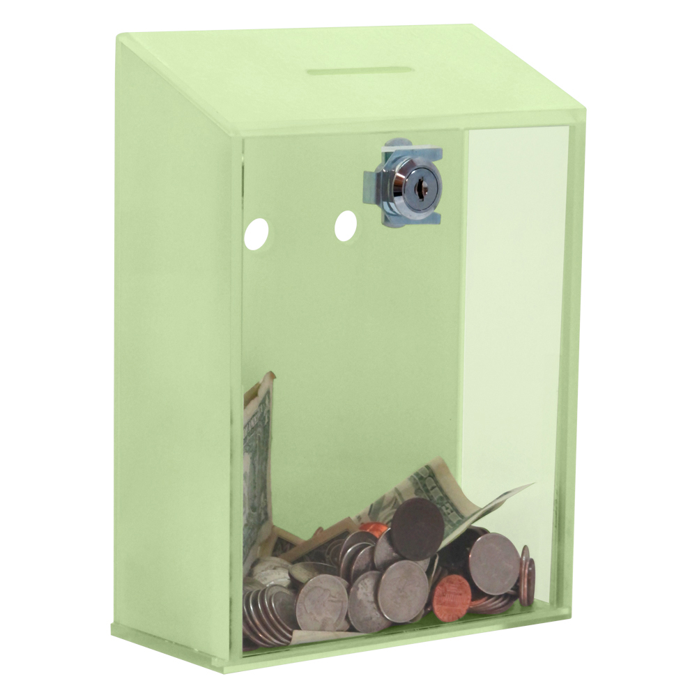 Locked Donation Box w/Back Wall Curved Display Area - 06 Glow In The Dark