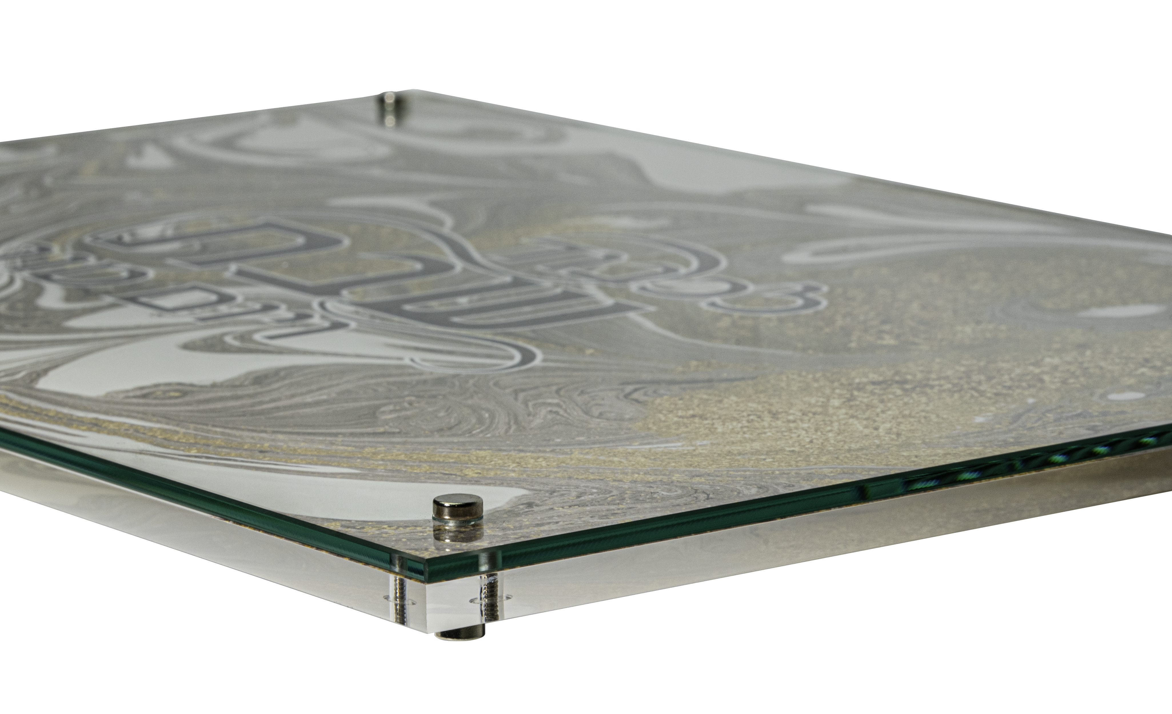 Elegant Lucite Challah Board Silver-Gold 