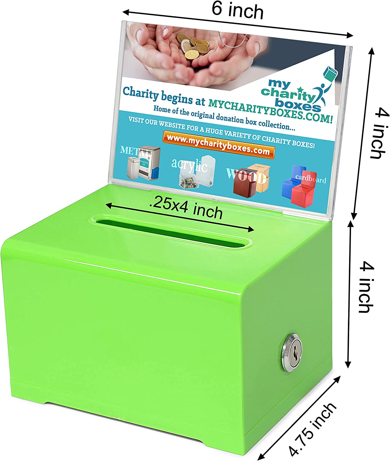 QUALITY ACRYLIC LIKE DONATION AND SUGGESTION BALLOT BOX WITH LOCK - SECURE AND SAFE DRAWING TICKET BOX - GREAT FOR BUSINESS CARDS AND EVENTS
