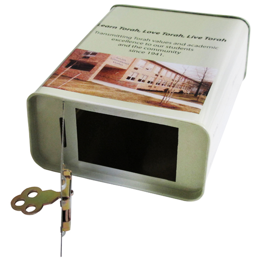 Locked Tin Donation Box Locked Tin Donation Box