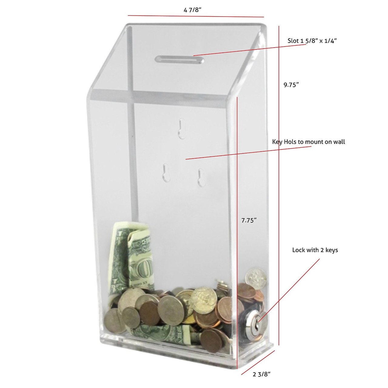 Acrylic Donation Box, Suggestion Box With Front Window & Lock - 01