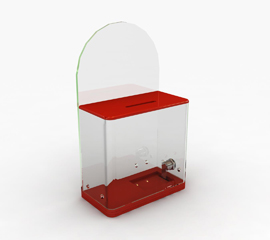 Locked Donation Box w/ Back Wall & Display Area - 03