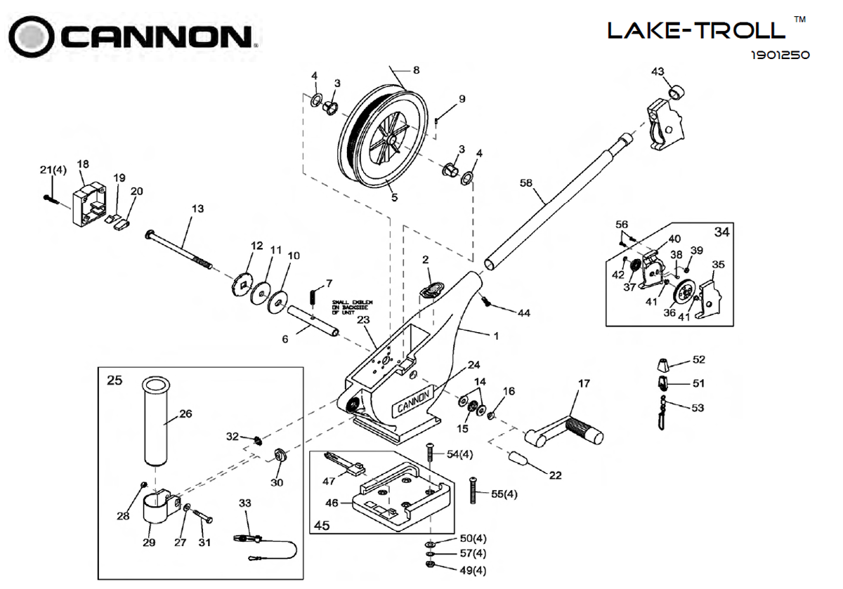 Cannon Downrigger Swivel Head Assembly With Counter - Replacement Part For Fishing Gear