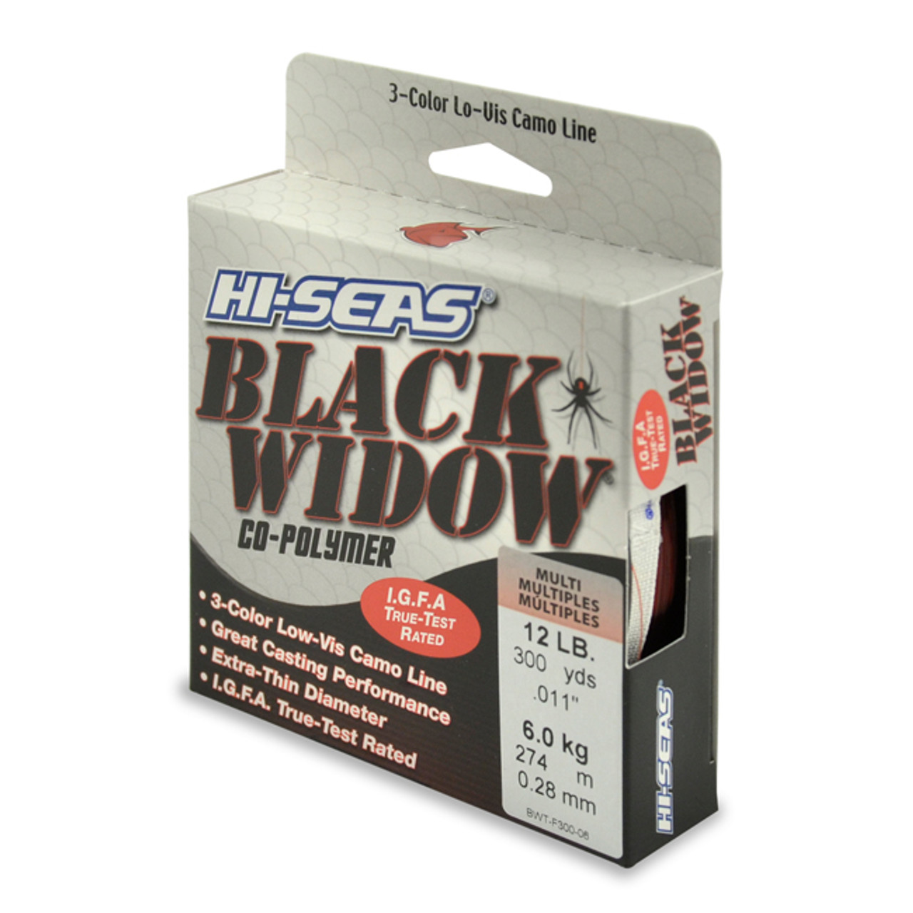 Hi-Seas Black Widow Co-Polymer Line, 3 Color Camouflage, 12 Pound Test, 300-Yard