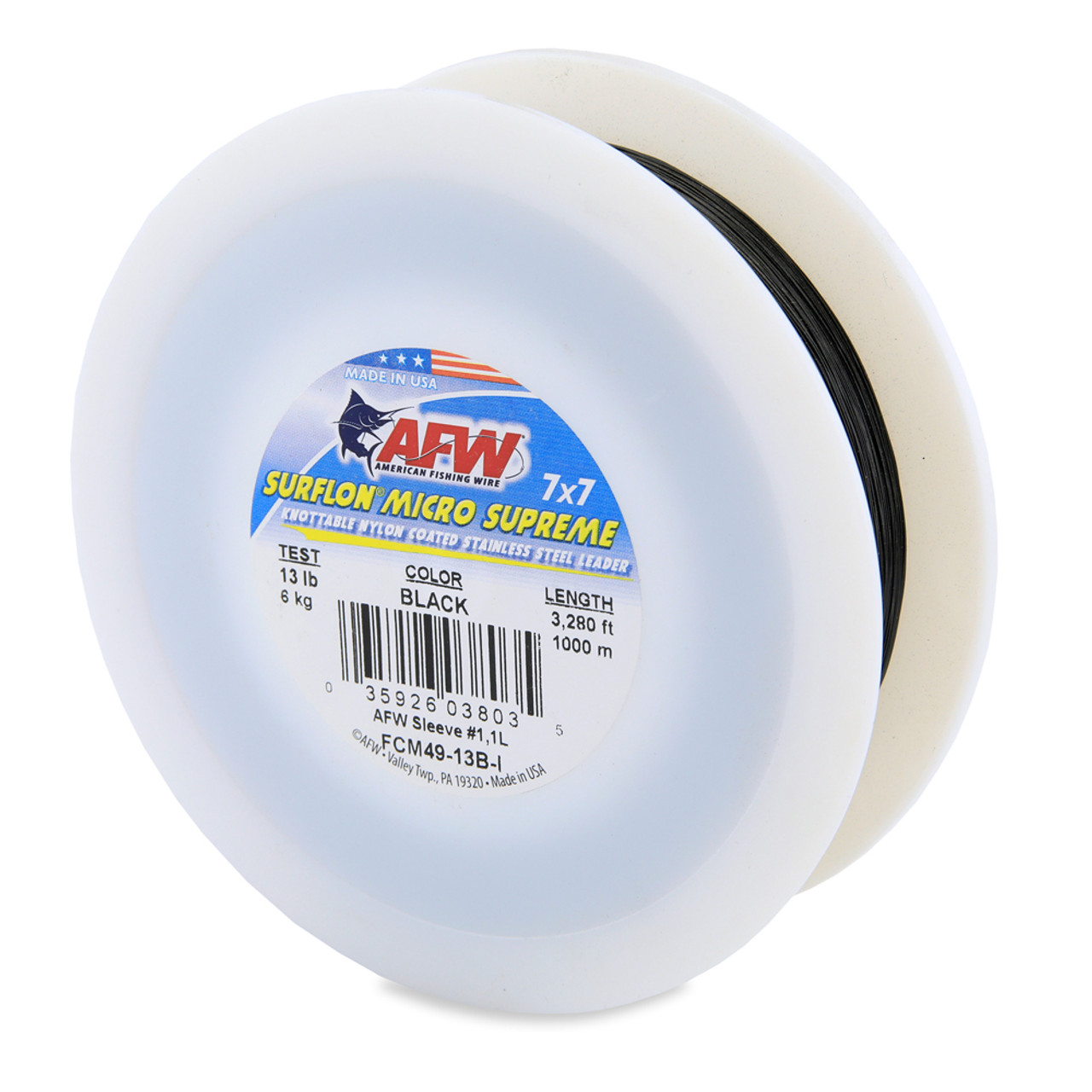 AFW - Surflon Micro Supreme Nylon Coated 7x7 Stainless Steel Leader Wire -  Black - 3280 Feet - FISH307.com