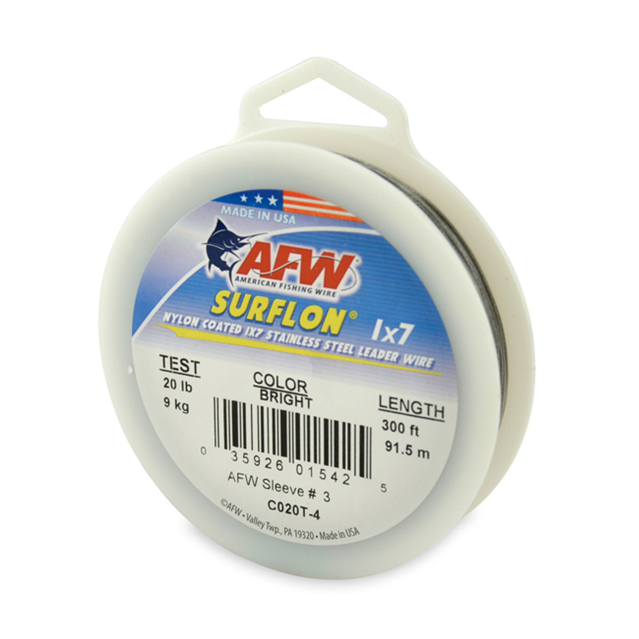 American Fishing Wire Surflon Nyon Coated 1x7 Stainless Steel Leader Wire Bright / 30lb / 300ft