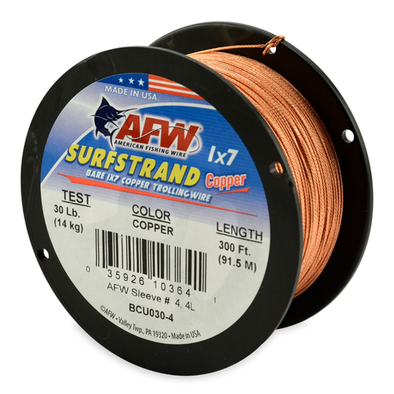 American Fishing Wire Surfstrand Copper 1x7 Bare Trolling Wire, Copper Color, 45 Pound Test, 300-Feet