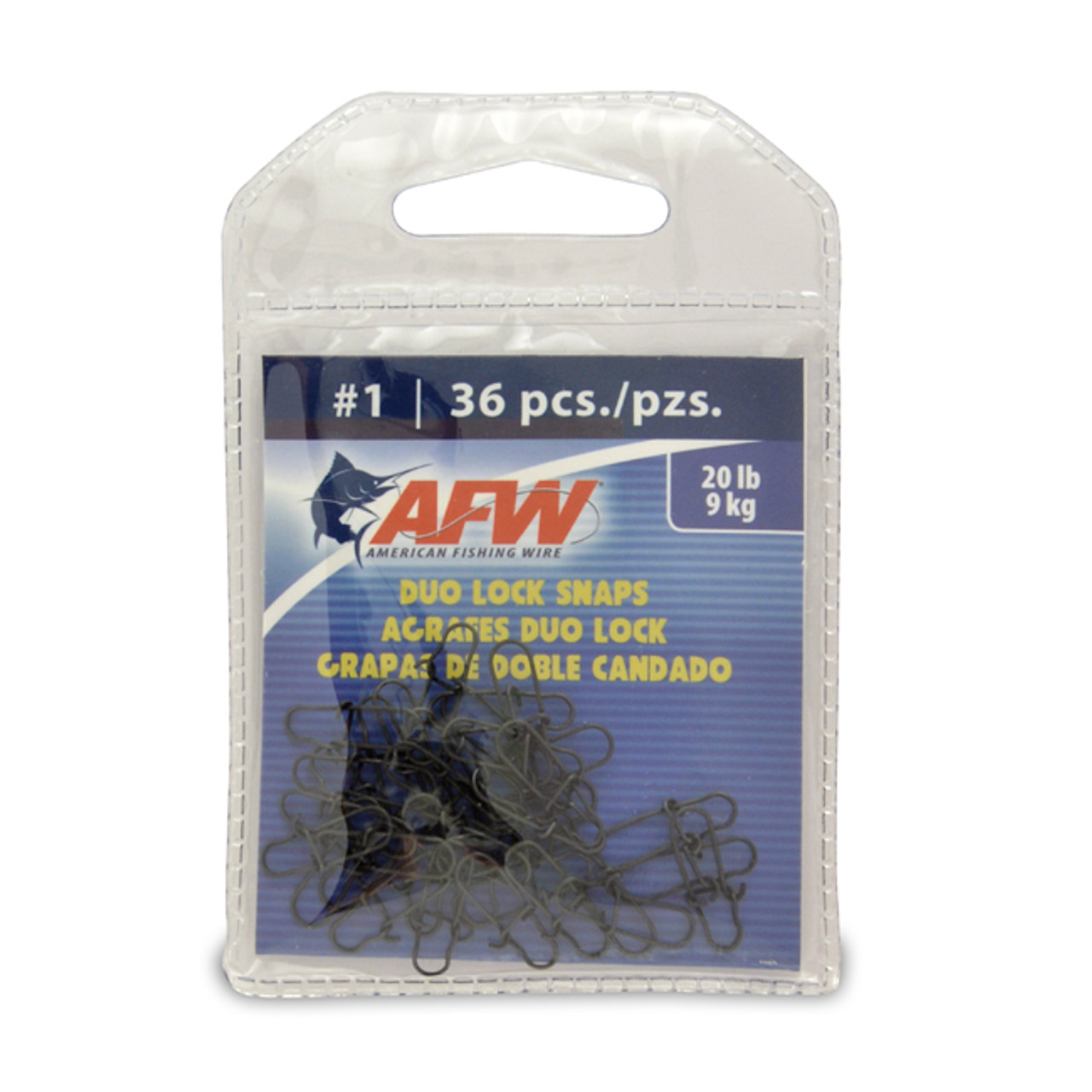 American Fishing Wire Duo Lock Snaps, Black, Size 6, 12-Pieces, 150 lb Test