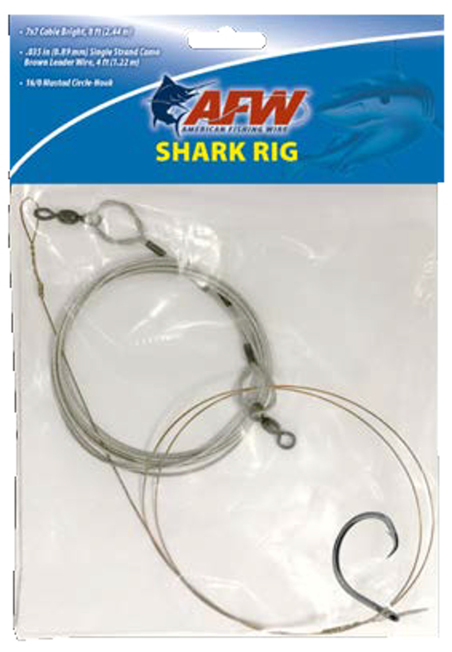 AFW - Economy Shark Rig - Mustad Circle Hook - 7x7 Cable Bright - Single  Strand Leader Wire Camo Brown 