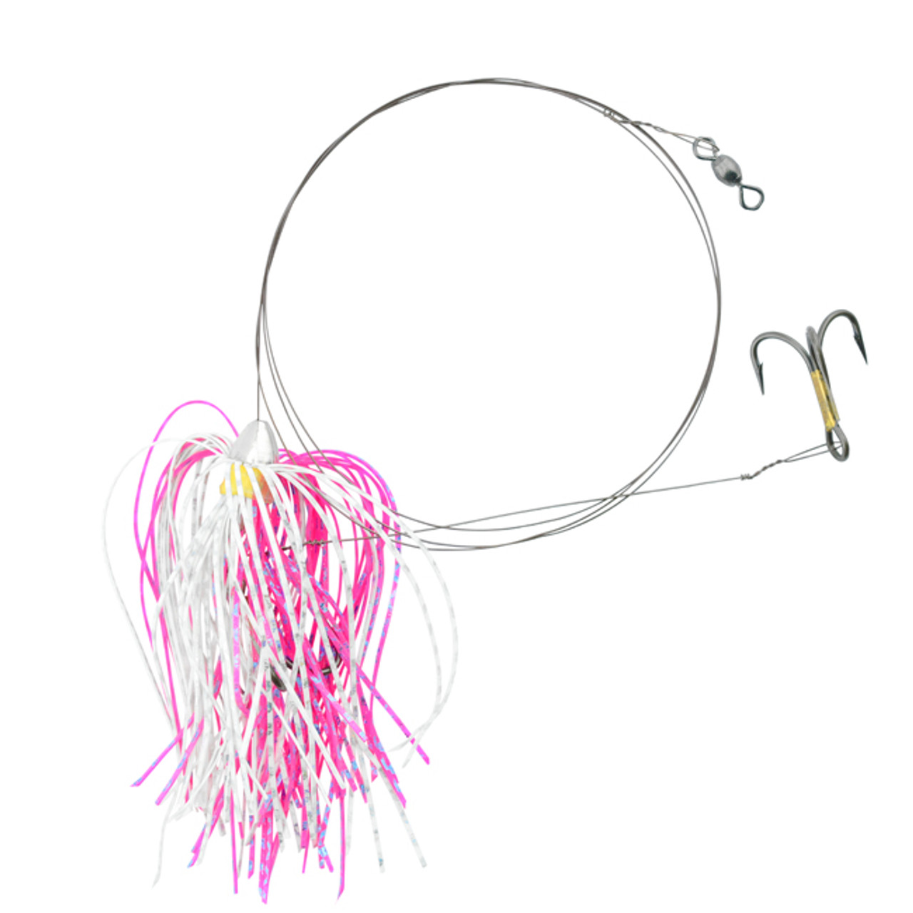 C&H Lures - Kingfish Pro-Rig with King Buster Lures - HotPink/White/GoldBlueFleck Skirt 