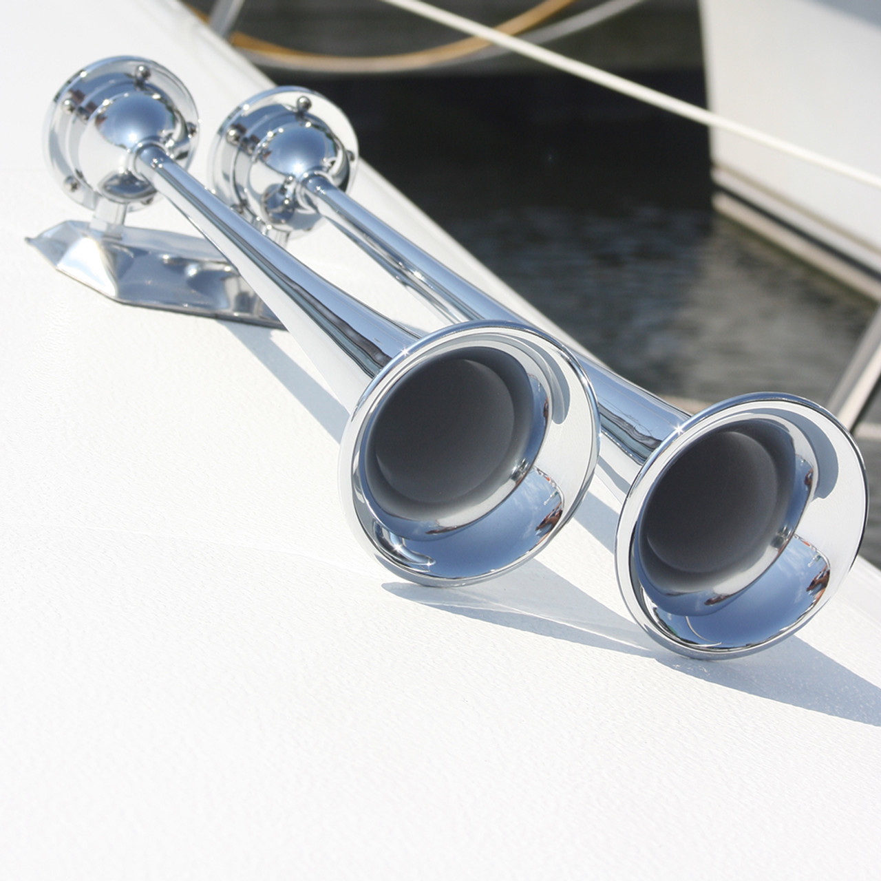 Marinco 12v chromé double trompette mini klaxon à air