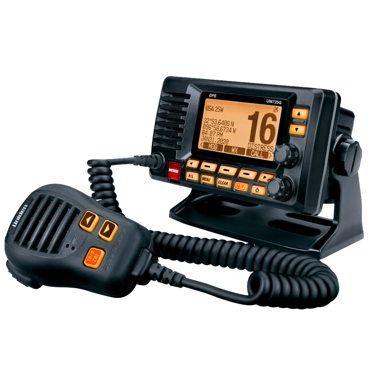 Uniden um725 radio vhf marine à montage fixe - noir