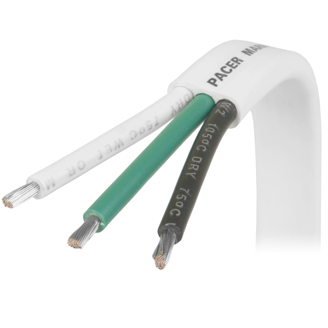 Pacer 10/3 AWG Triplex Cable - Black/Green/White - 100