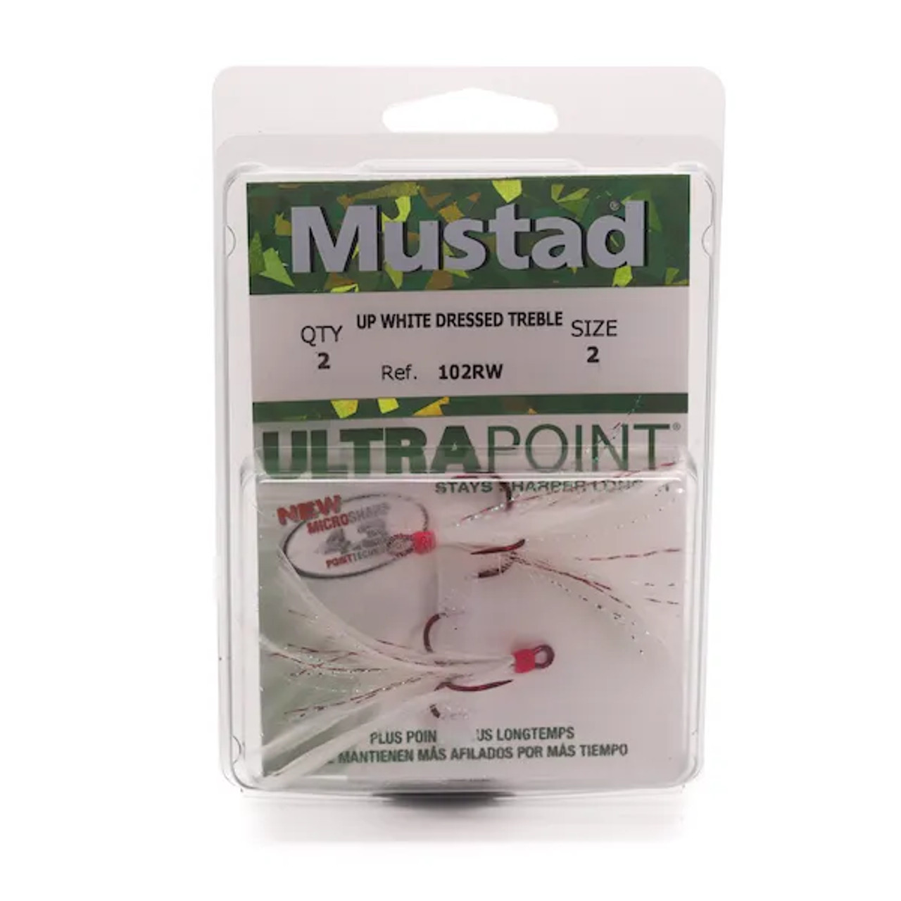 Mustad Dressed Treble Red, White, Chartreuse feathers 2 Pack