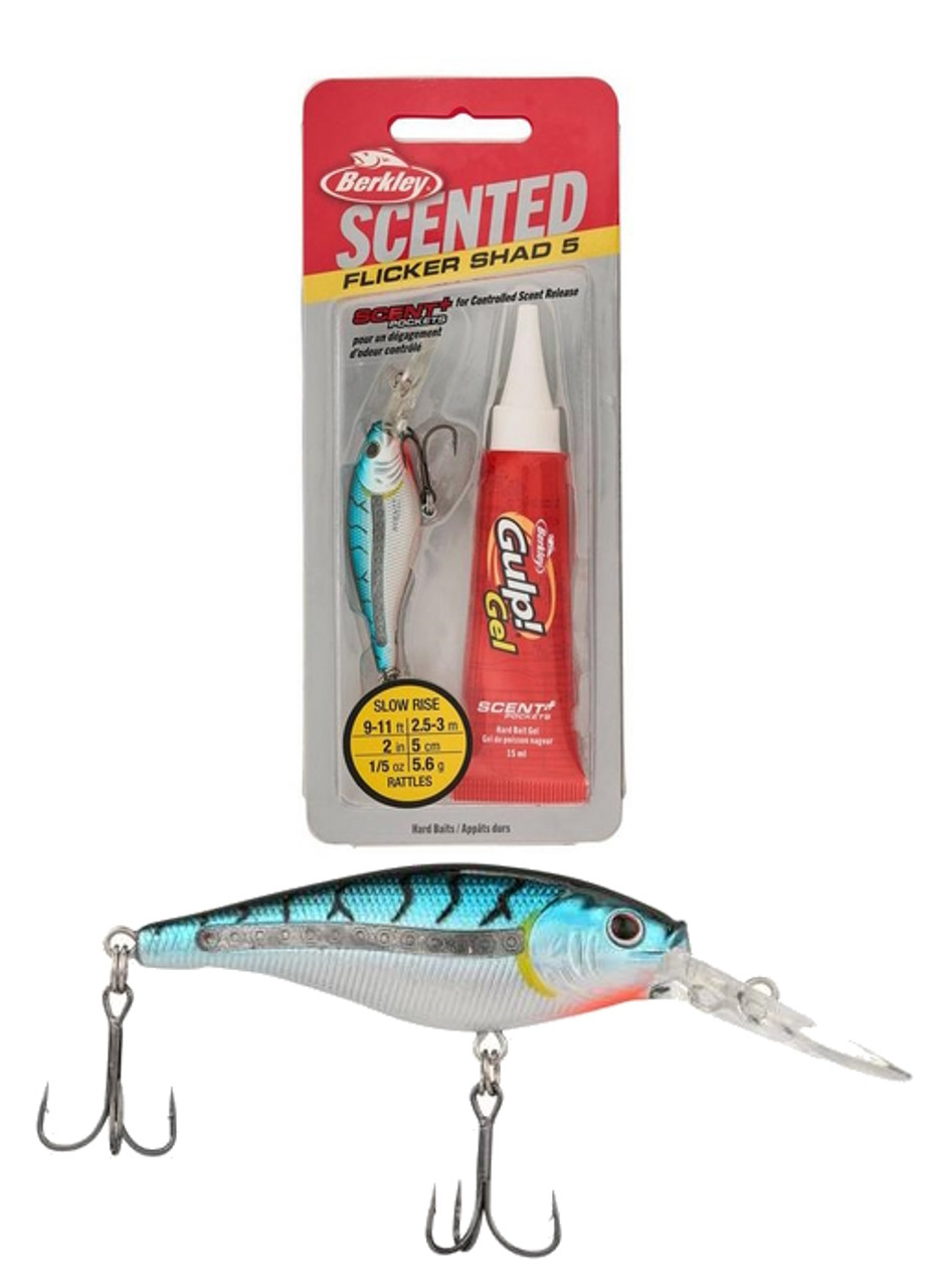 Berkley Scented Flicker Shad Fishing Lure, Flashy Perch, 3/16 oz