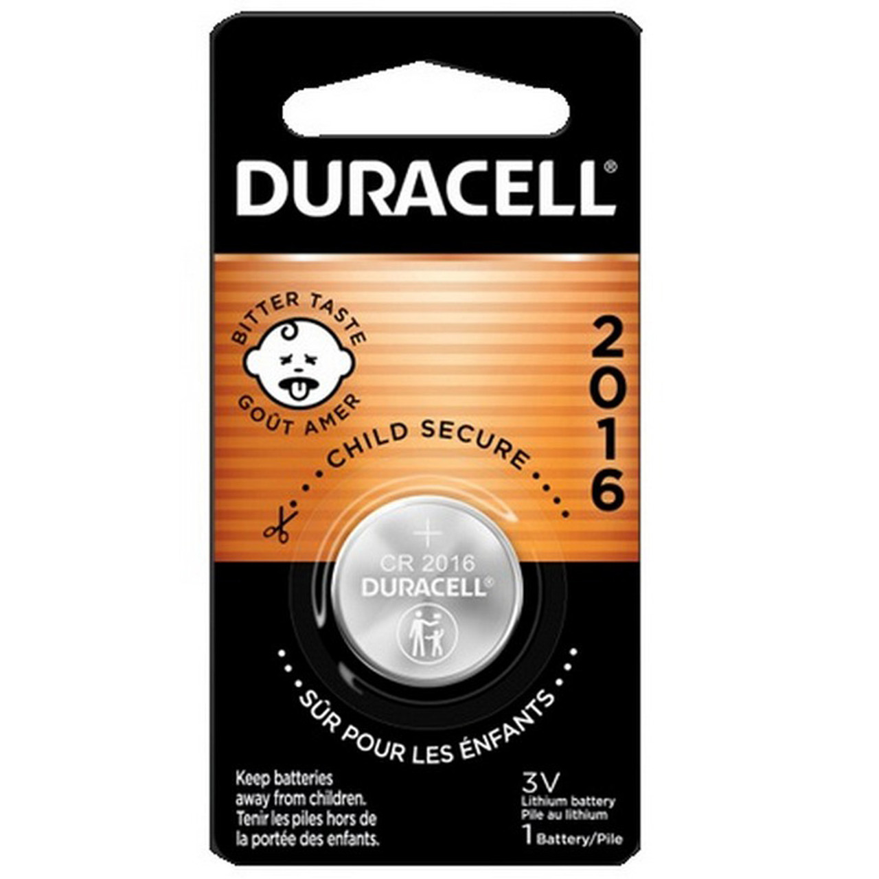 Pile CR2016 Duracell Bouton Lithium 3V