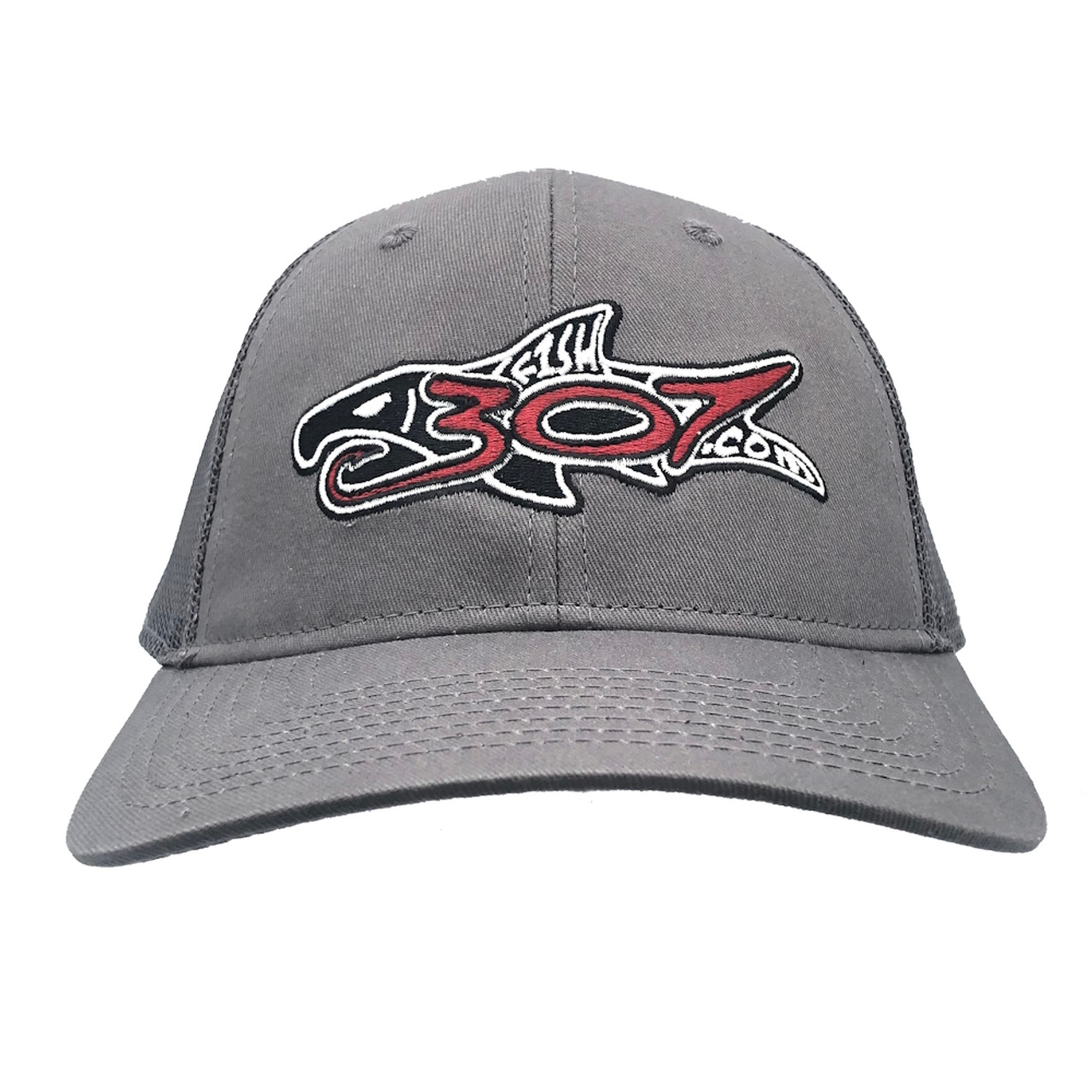Embroidered CHARCOAL Trucker / Vented Logo Cap / Hat - FISH307. com