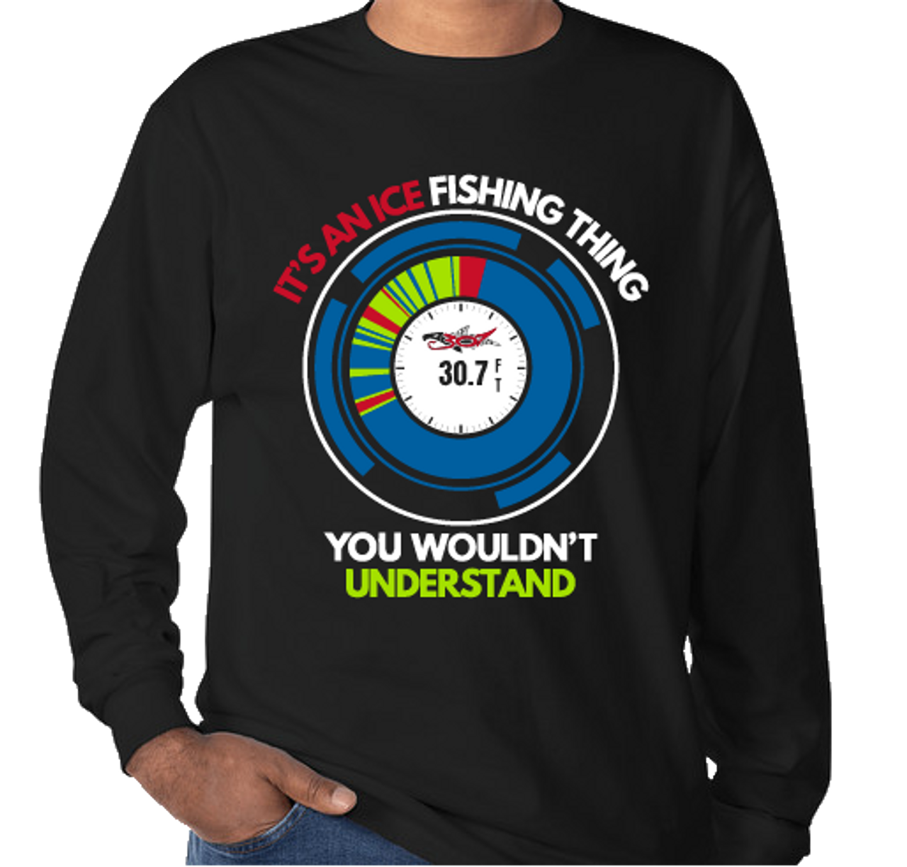 FISH307 2023-24 Ice Fishing Hanes Authentic Long Sleeve T-Shirt - XL 