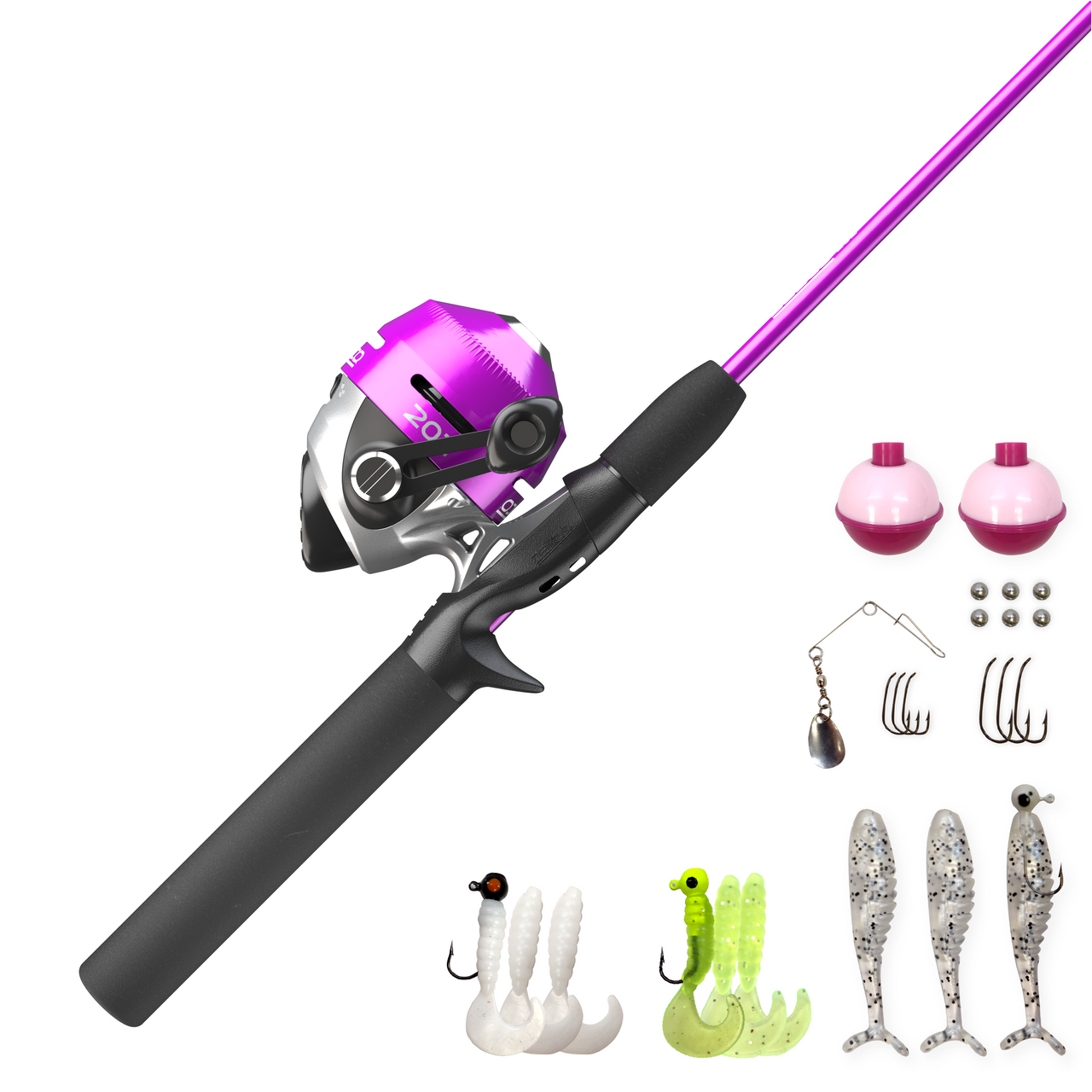 Zebco 202 Spincast Rod and Reel Combo with Tackle Kit - Pink