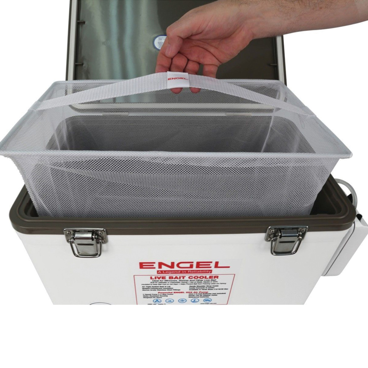 ENGEL 19 Quart Insulated Fishing Live Bait Dry Box Cooler with Water Pump,  Tan, 1 Piece - Fry's Food Stores