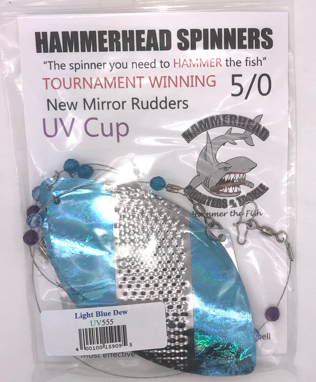 Hammerhead Custom Cowbell Spinners - 5/0 - Light Blue - UV555
