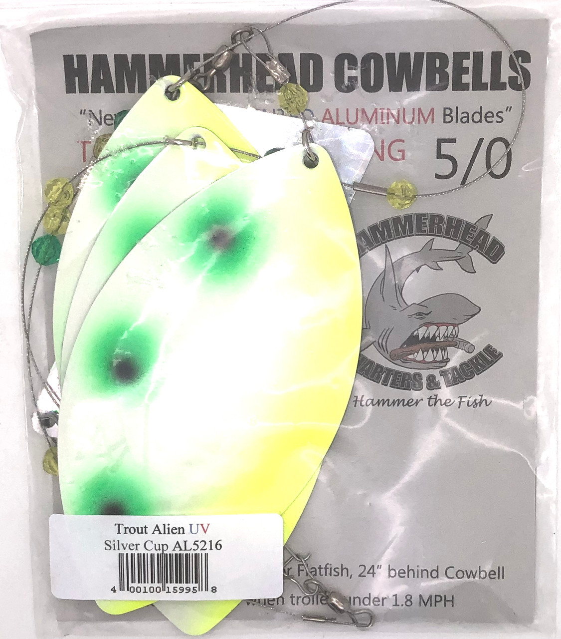 Hammerhead Custom Cowbell Spinners - 5/0 - Aluminum Trout Alien