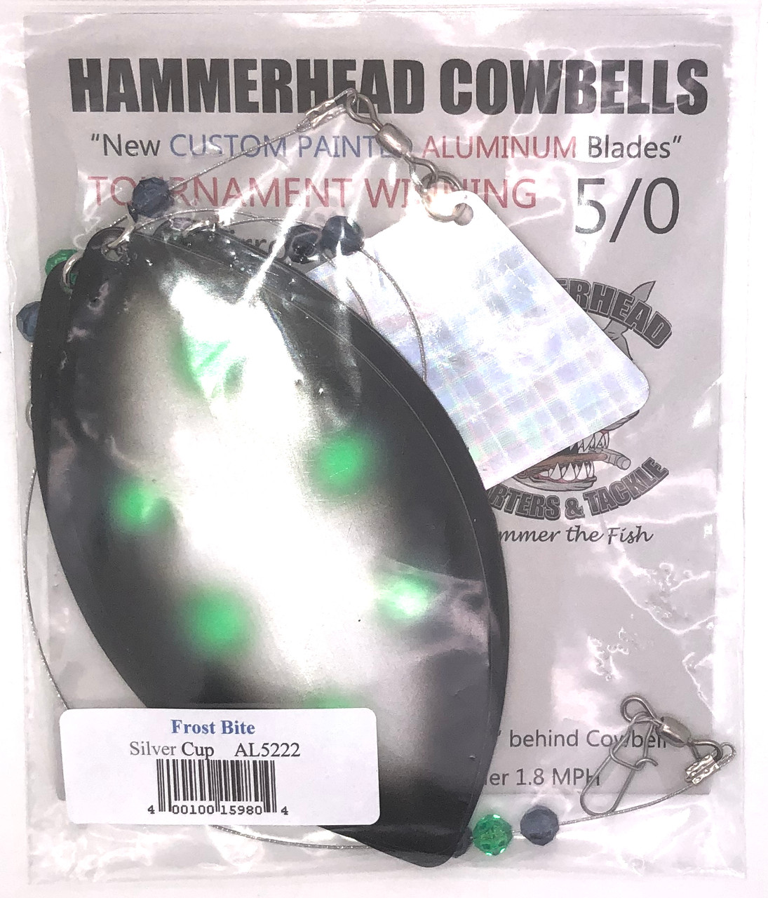 Hammerhead Custom Cowbell Spinners - 5/0 - Aluminum Frost Bite - AL5222 